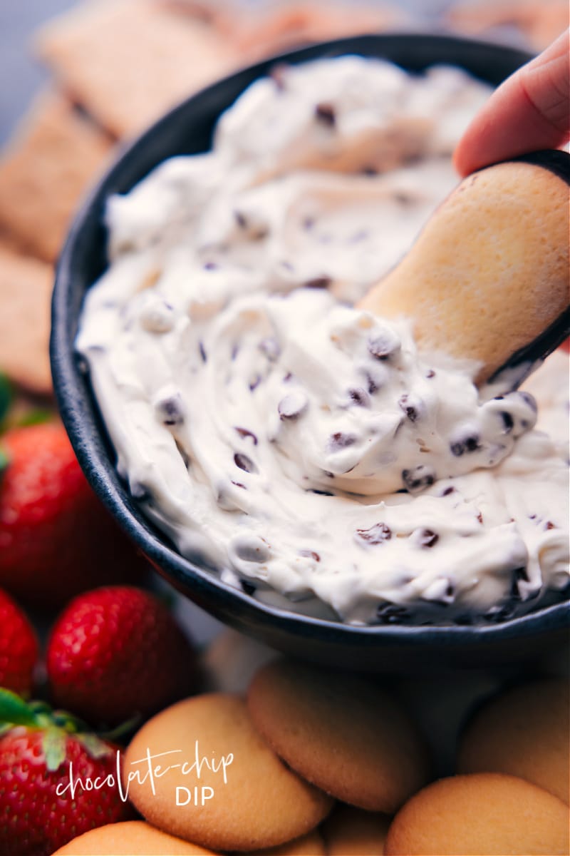 Overhead view of Chocolate Chip Dip