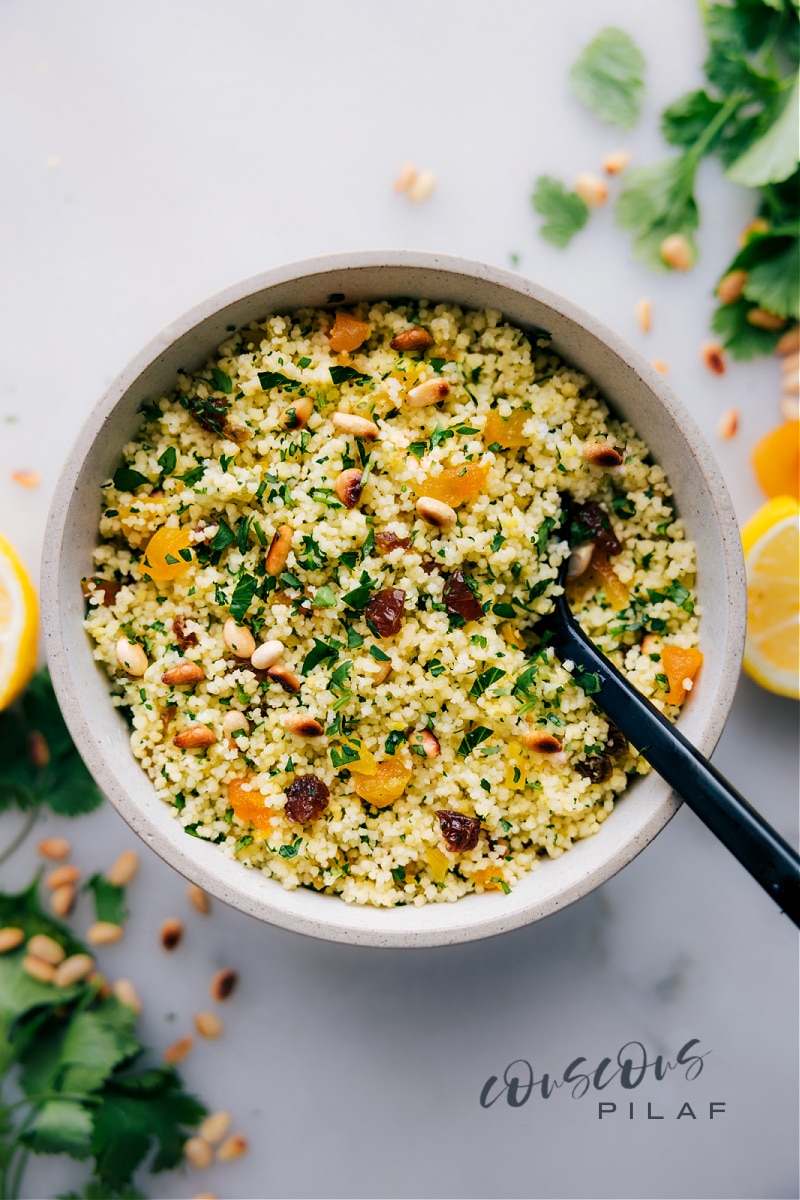 Overhead image ofCouscous in a bowl