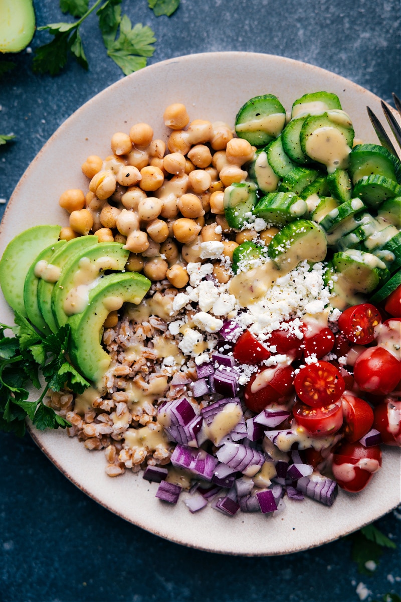 Up-close overhead image of the Grain Bowl ready to be enjoyed