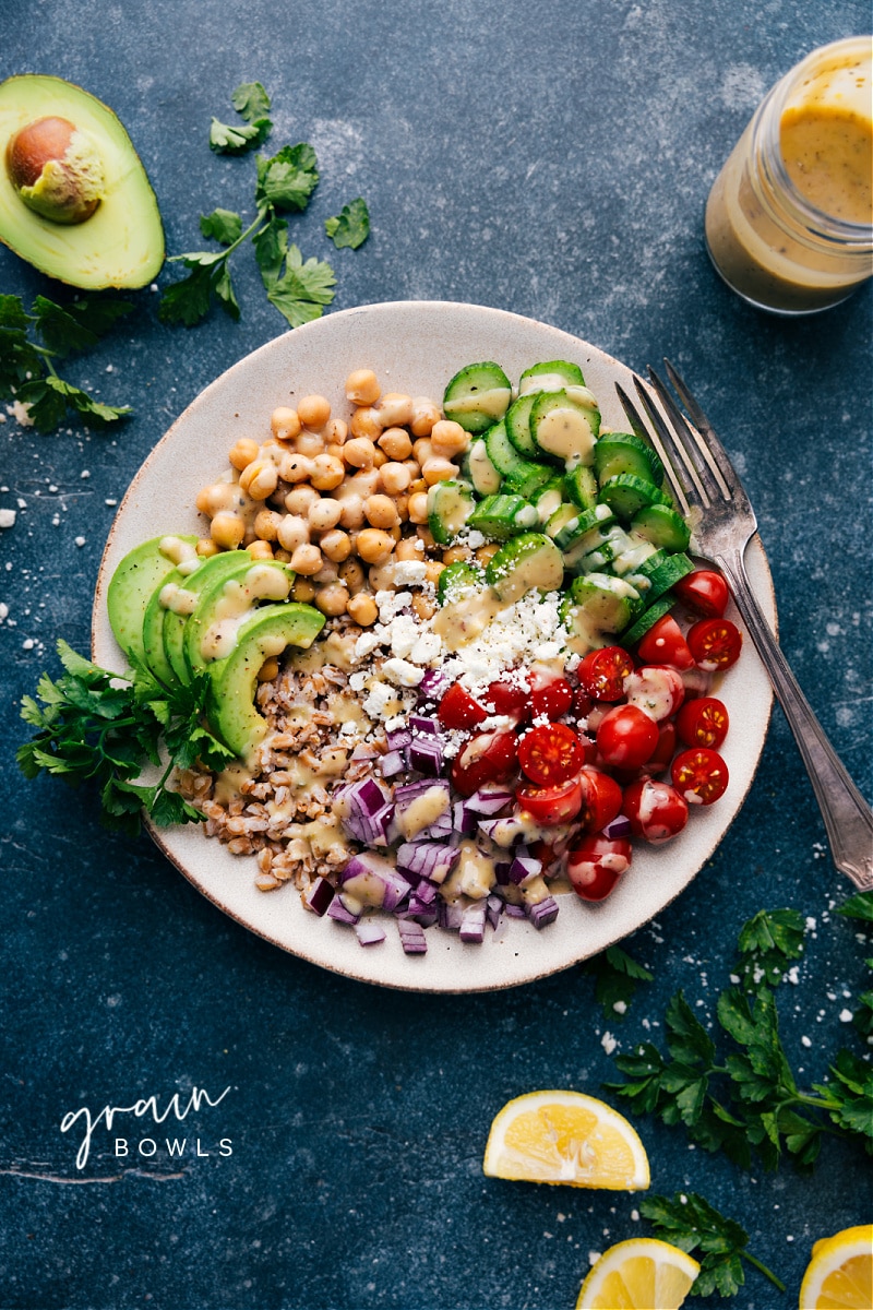 Overhead image of the Grain Bowl ready to be enjoyed