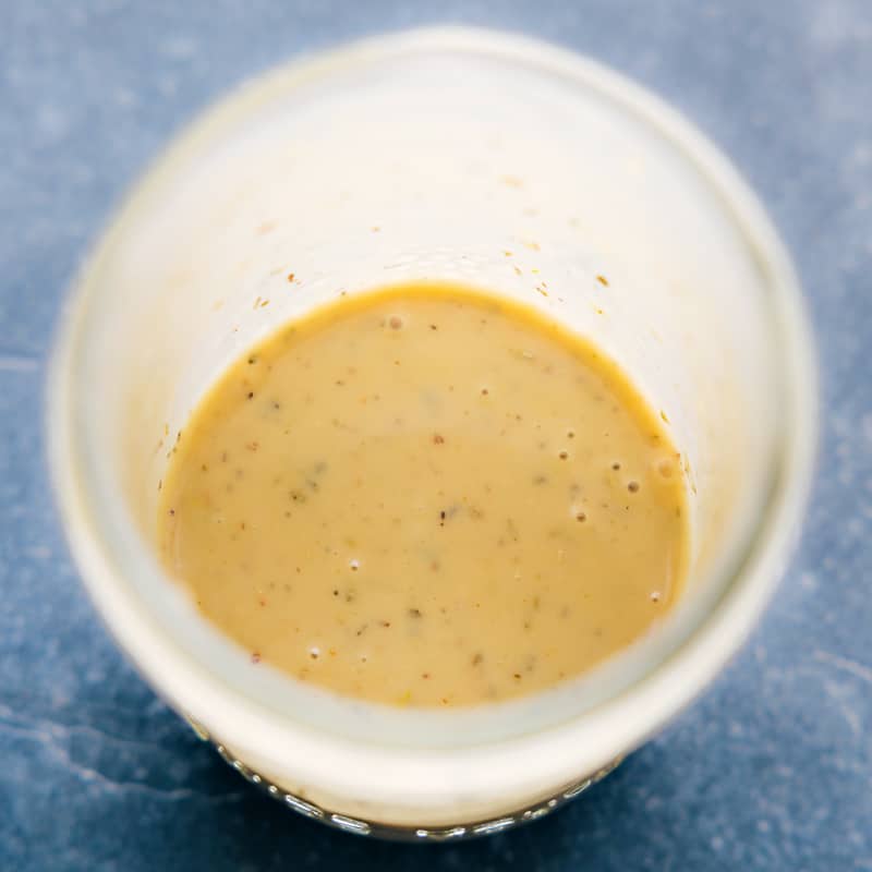 Process shots of Grain Bowls-- image of the dressing all mixed together ready to be poured over the dish