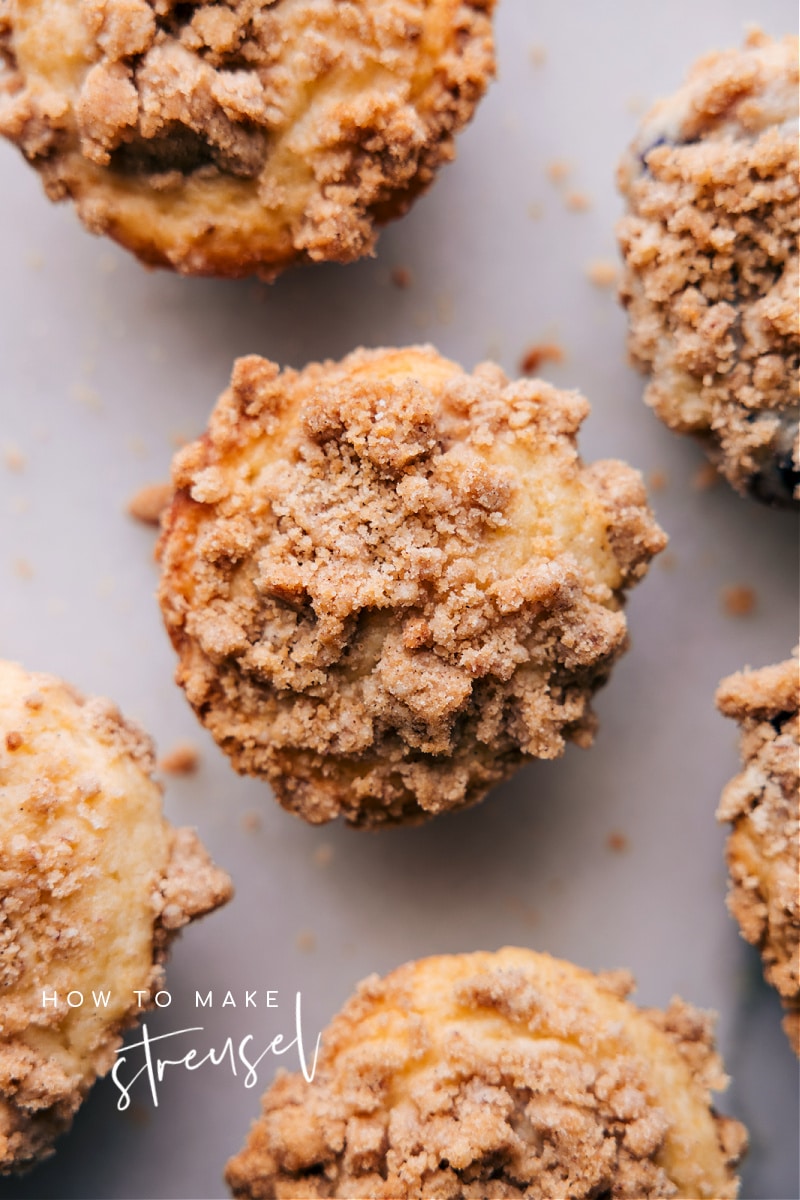 Overhead image of muffins with streusel for this How To Make Streusel guide