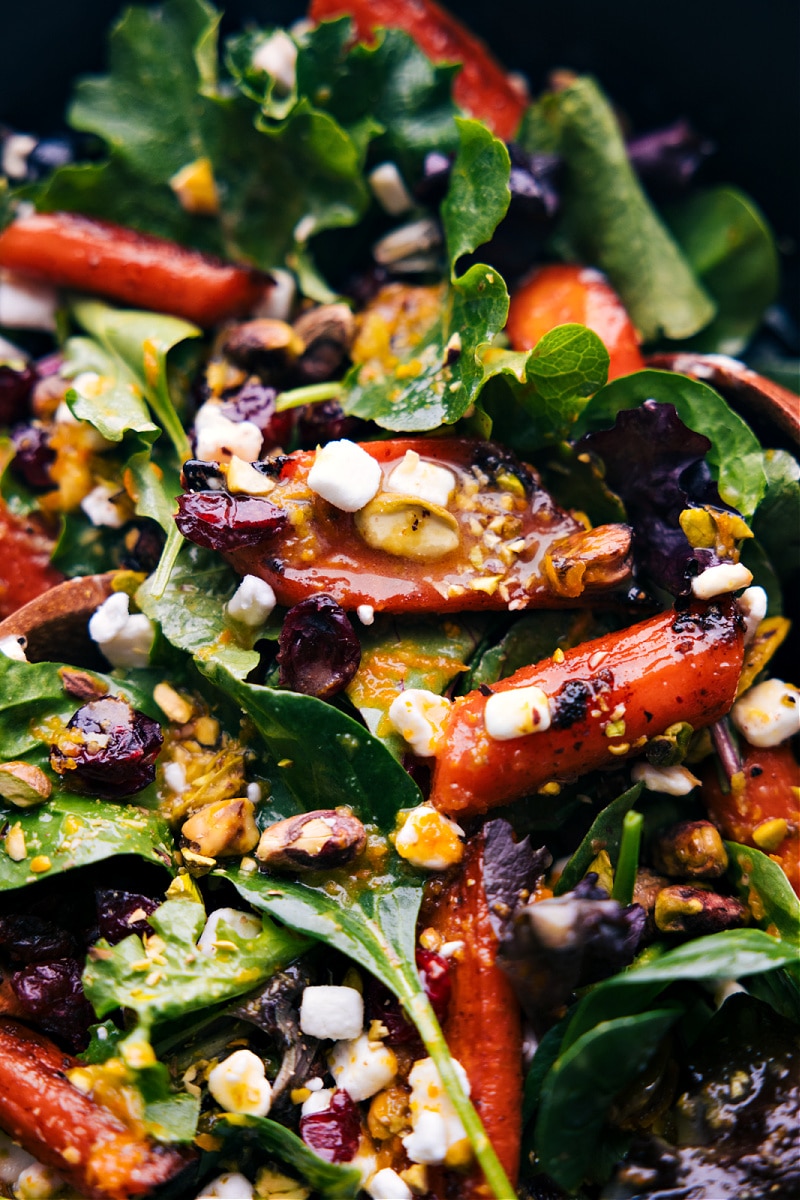 Roasted carrot salad ready to be enjoyed.