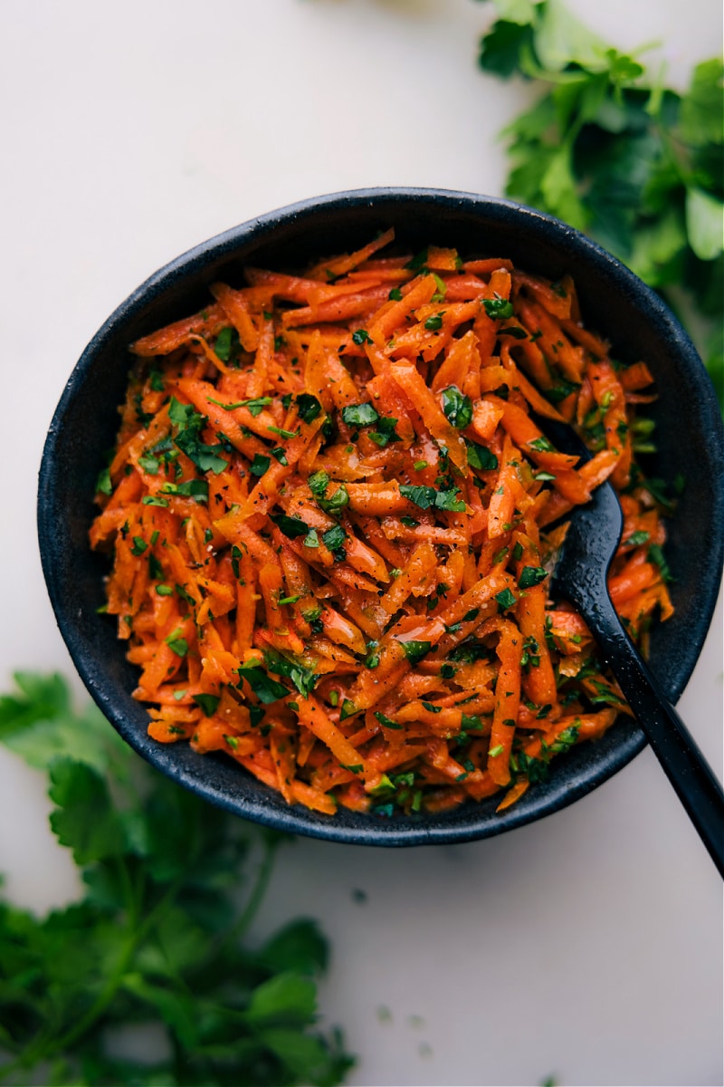 Overhead image of the French Carrot Salad