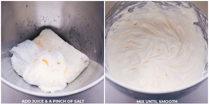 Process shots-- images of the fruit dip being mixed together 