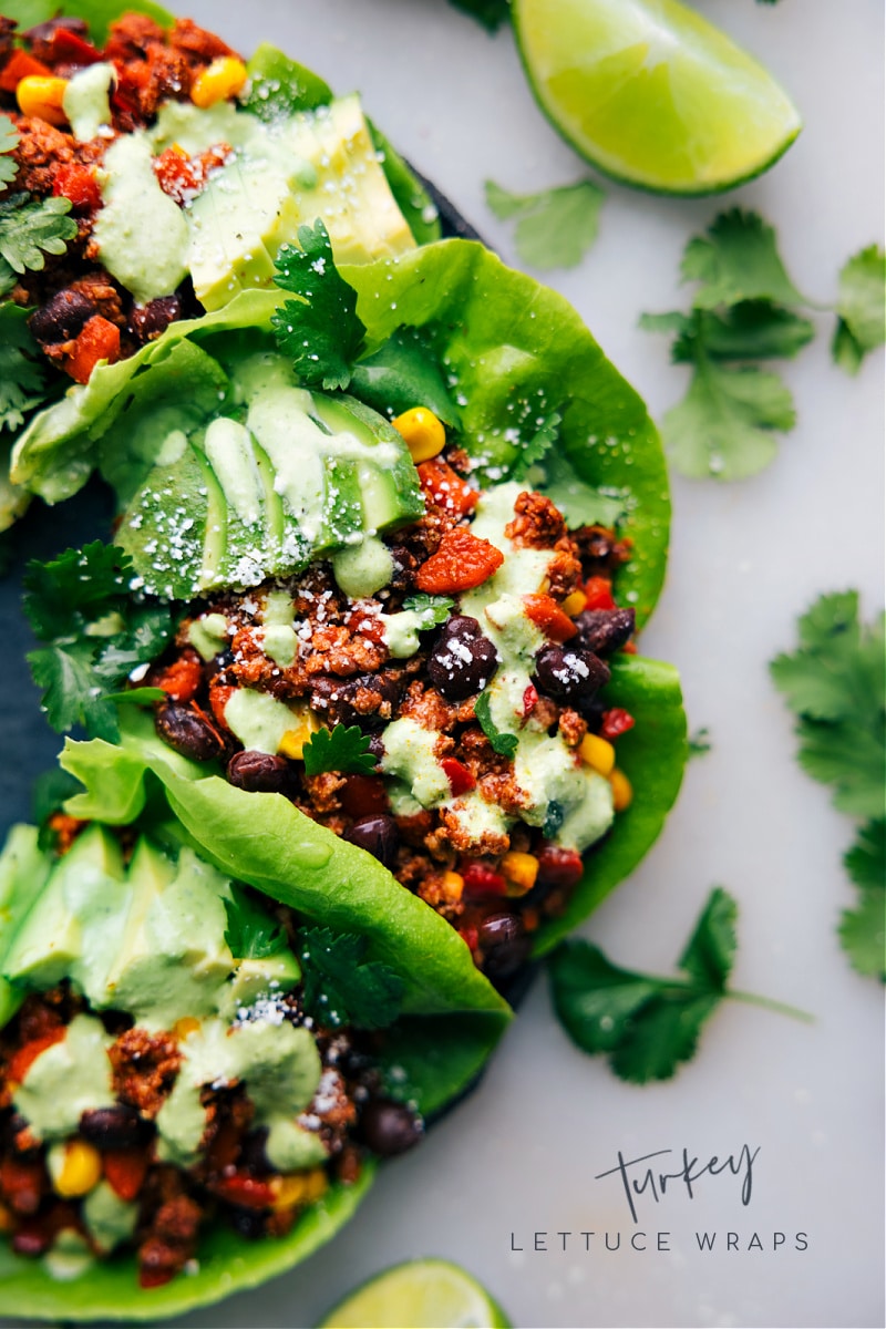 Overhead image of the Turkey Lettuce Wraps