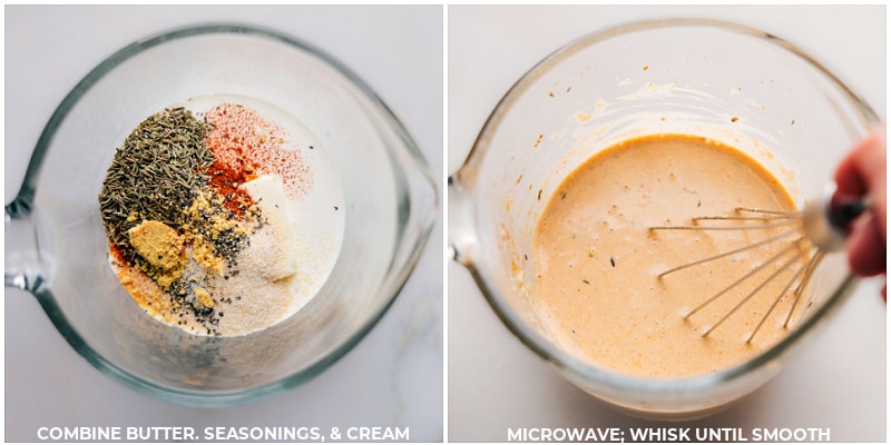 Process shots-- images of the cream sauce being combined