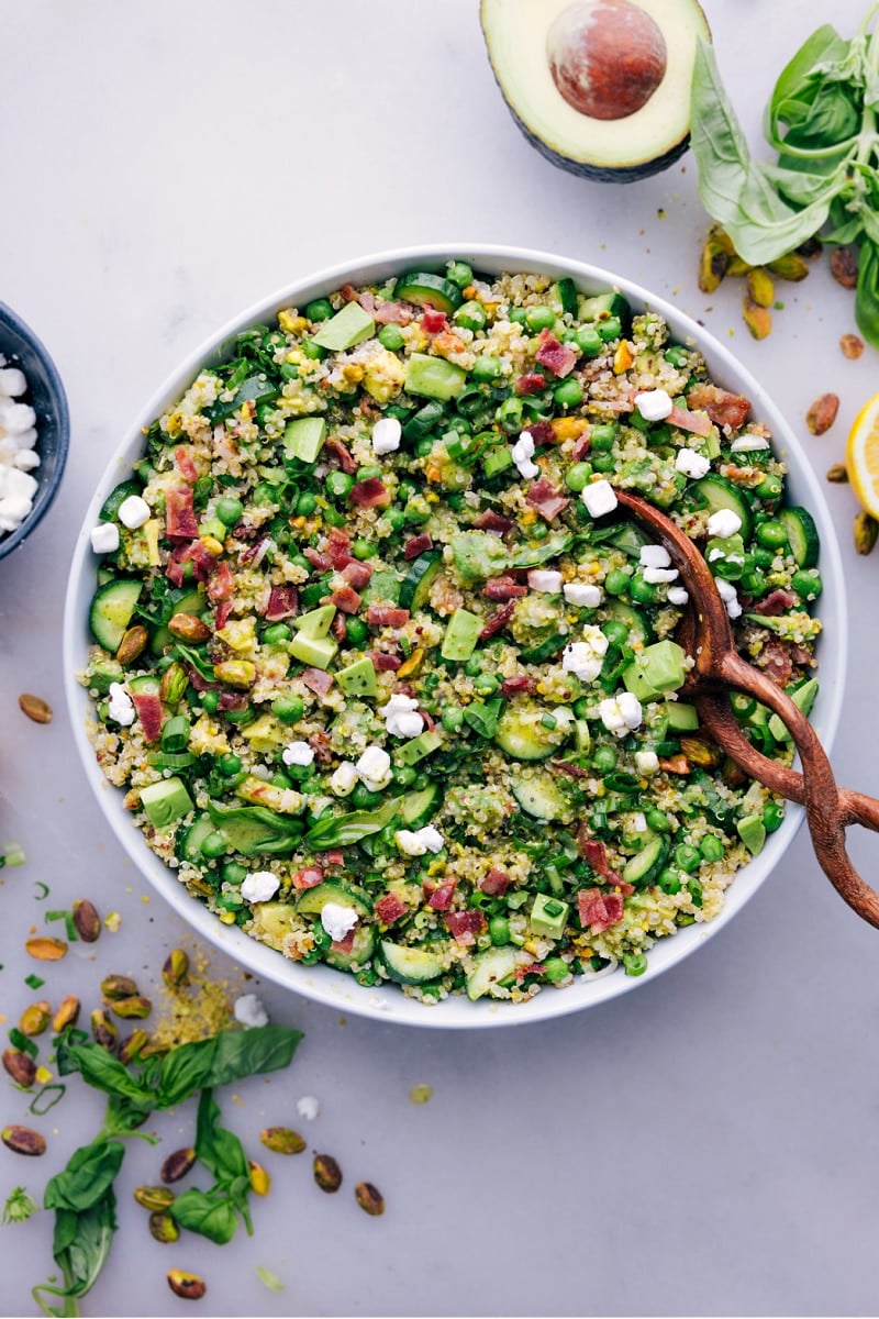 Overhead image of the Herbalicious Quinoa Salad, ready to be enjoyed