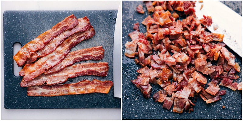Process shots-- images of the bacon being chopped