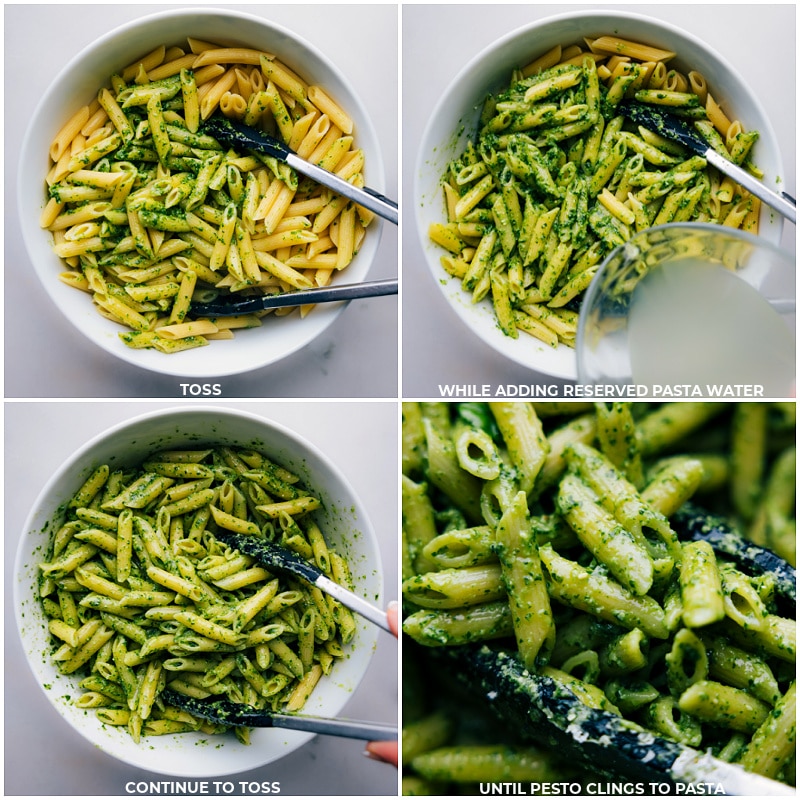 Process shots-- images of the dish being tossed together with pasta water