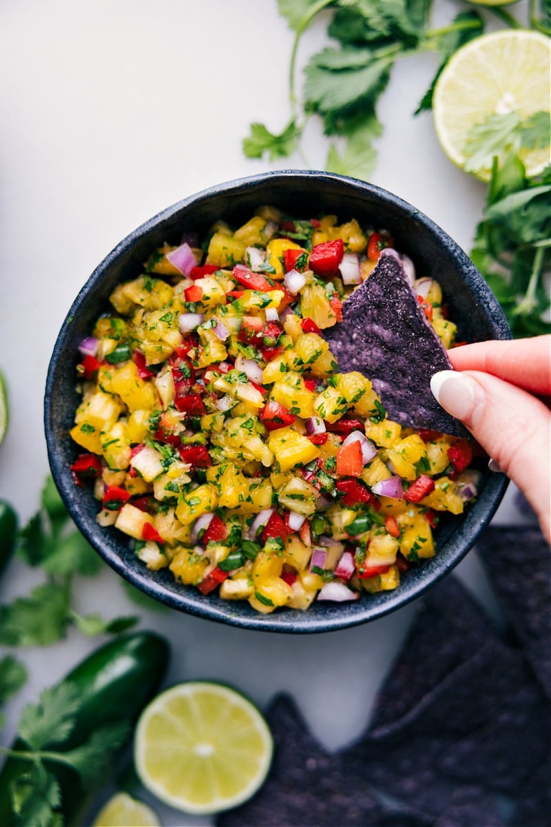 Overhead image of the pineapple salsa