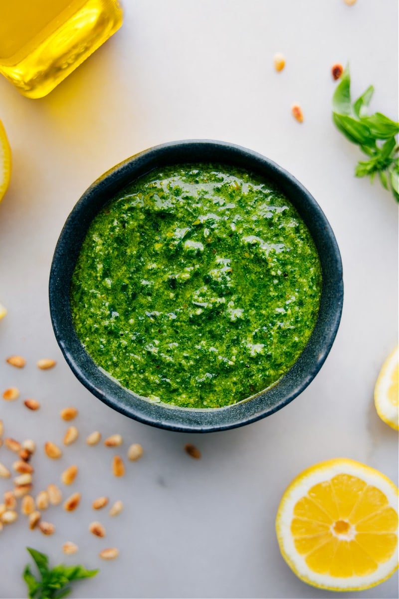 Overhead image of the Pesto recipe