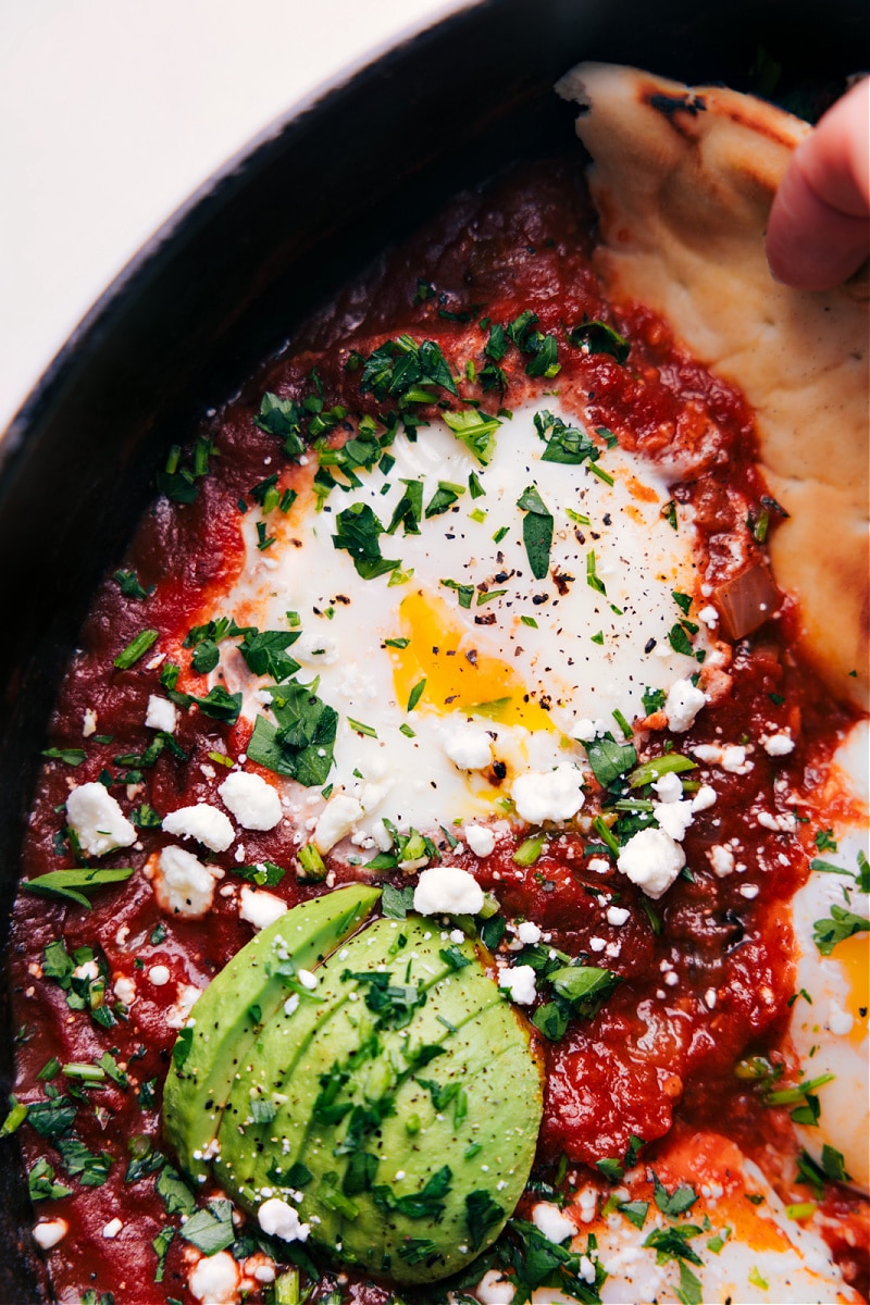 Up-close overhead image of Shakshuka