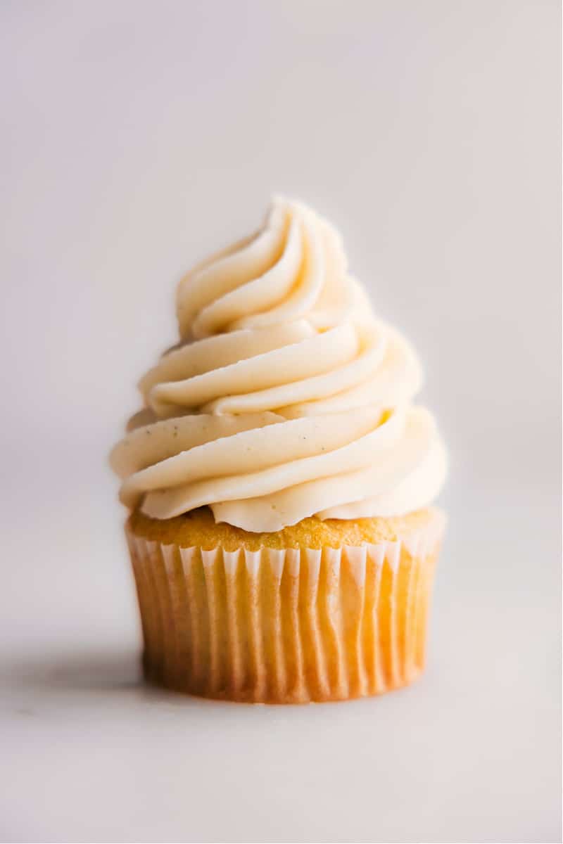 Image of a cupcake topped with Vanilla Frosting