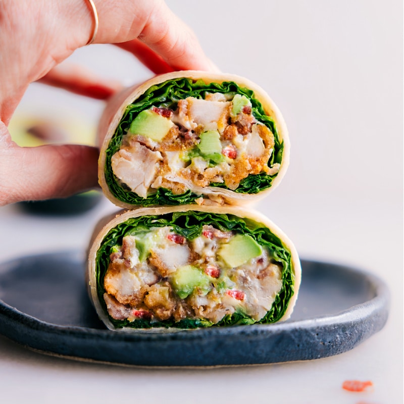 image of a wrap cut in half stacked 