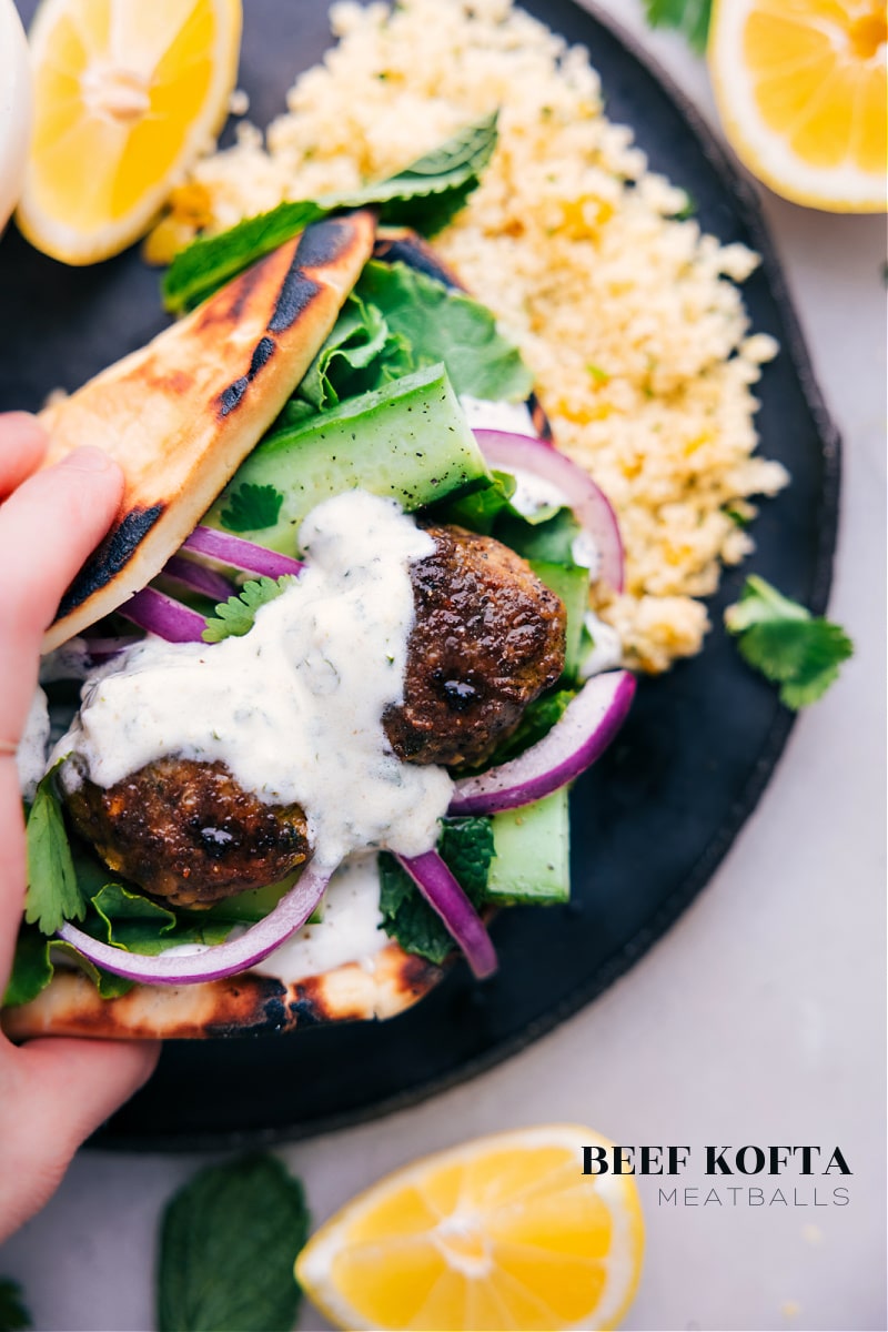 Overhead image of the Beef Kofta Meatballs