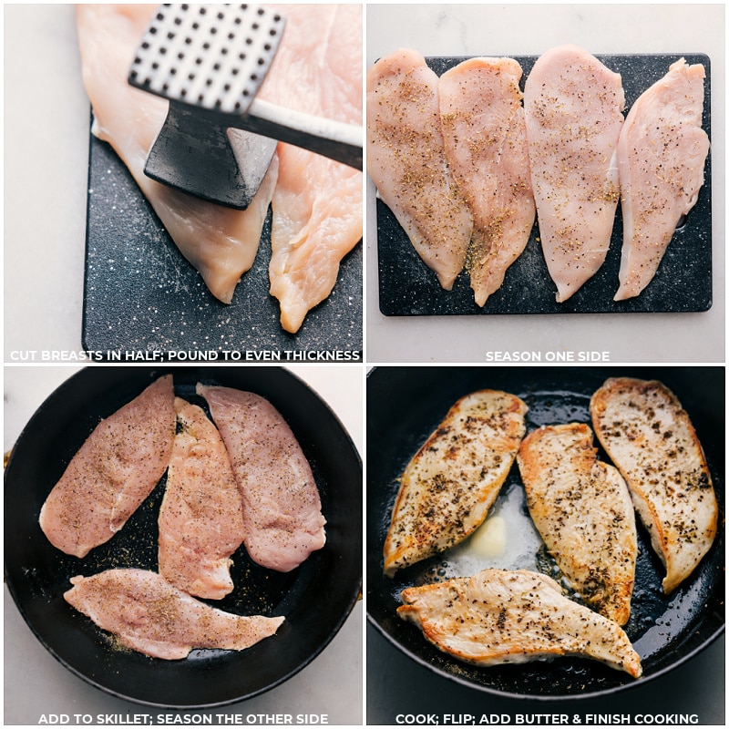 Process shots-- images of the chicken being prepped out and seasoned on both sides