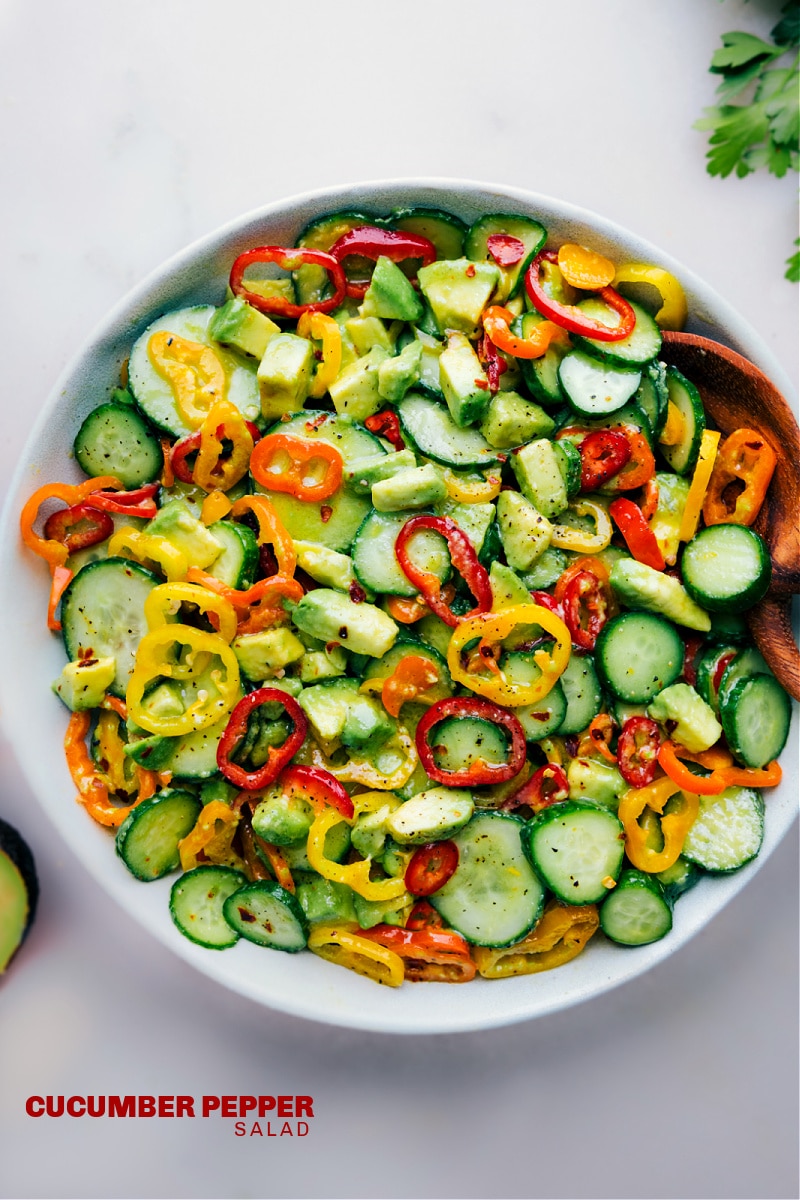 Overhead image of the Cucumber-Pepper Salad