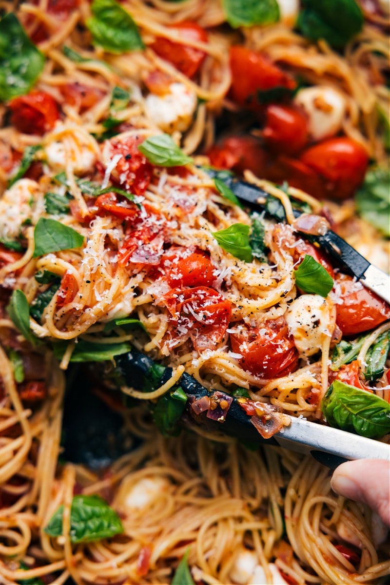 Overhead image of Caprese Pasta