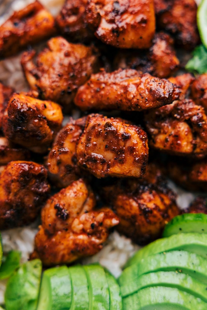 Up-close overhead image of the Chipotle Chicken ready to be enjoyed