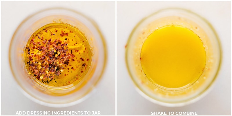 Process shots of Cucumber-Pepper Salad-- images of the dressing being made