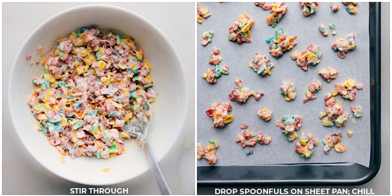 Process shots-- images of the treat being scooped onto the tray to chill