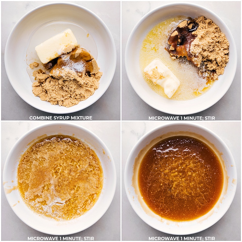 Process shots-- images of the syrup mixture being combined and melted