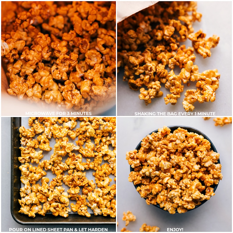 Process shots-- images of the popcorn being baked and then enjoyed