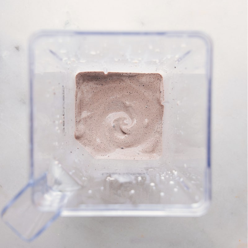 Process shots of Oreo Milkshake-- image of the blended shake ready to be served