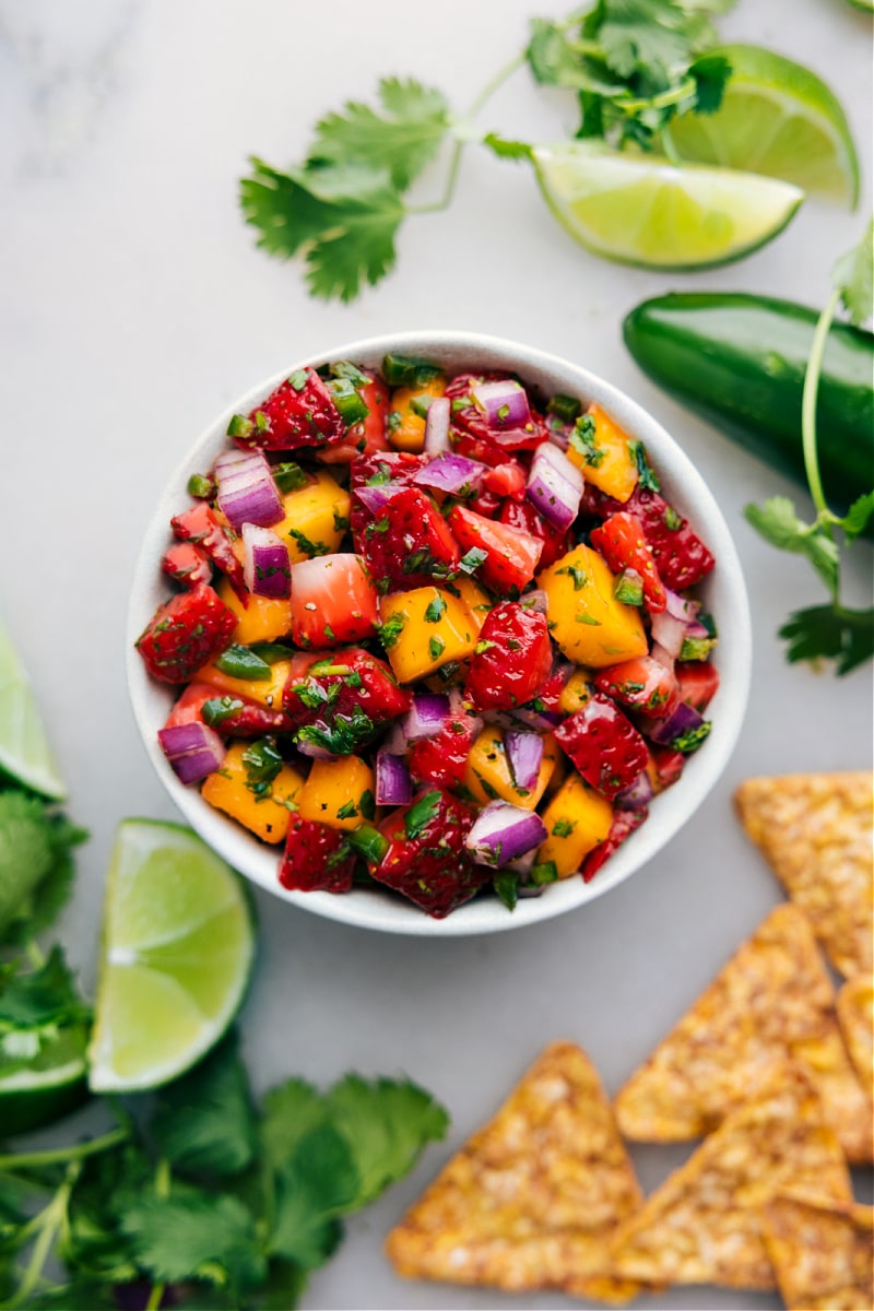 Overhead image of the Strawberry Mango Salsa