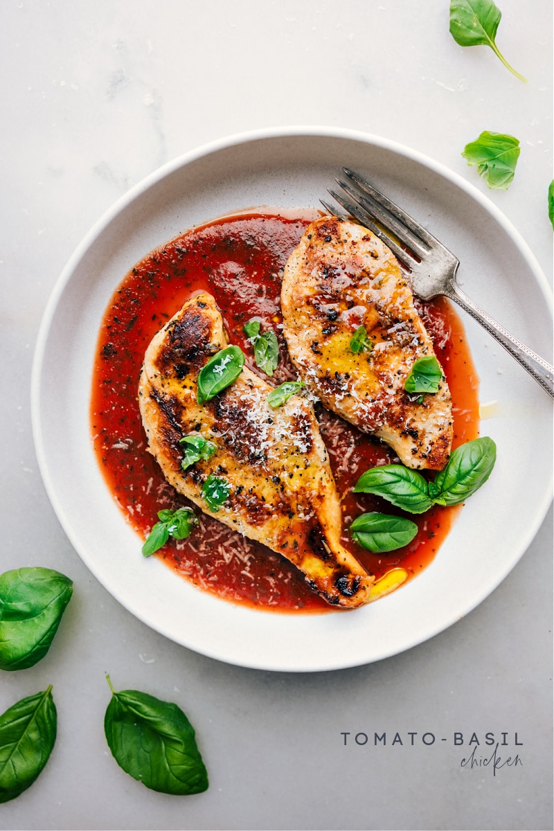 Overhead image of Tomato-Basil Chicken