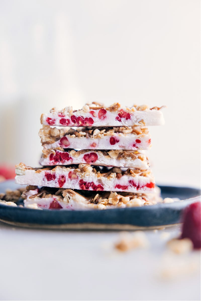 Image of Yogurt Bark pieces stacked on top of each other