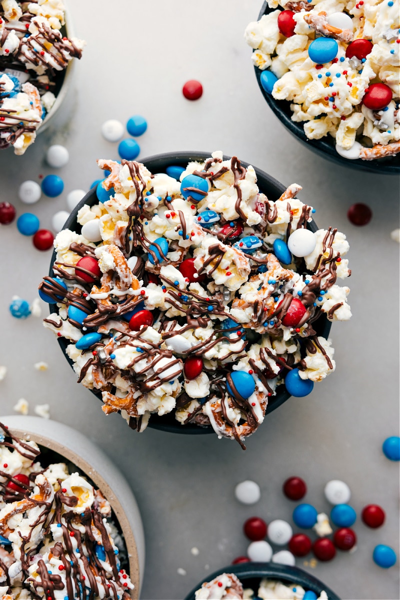 Overhead image of this 4th of July Popcorn