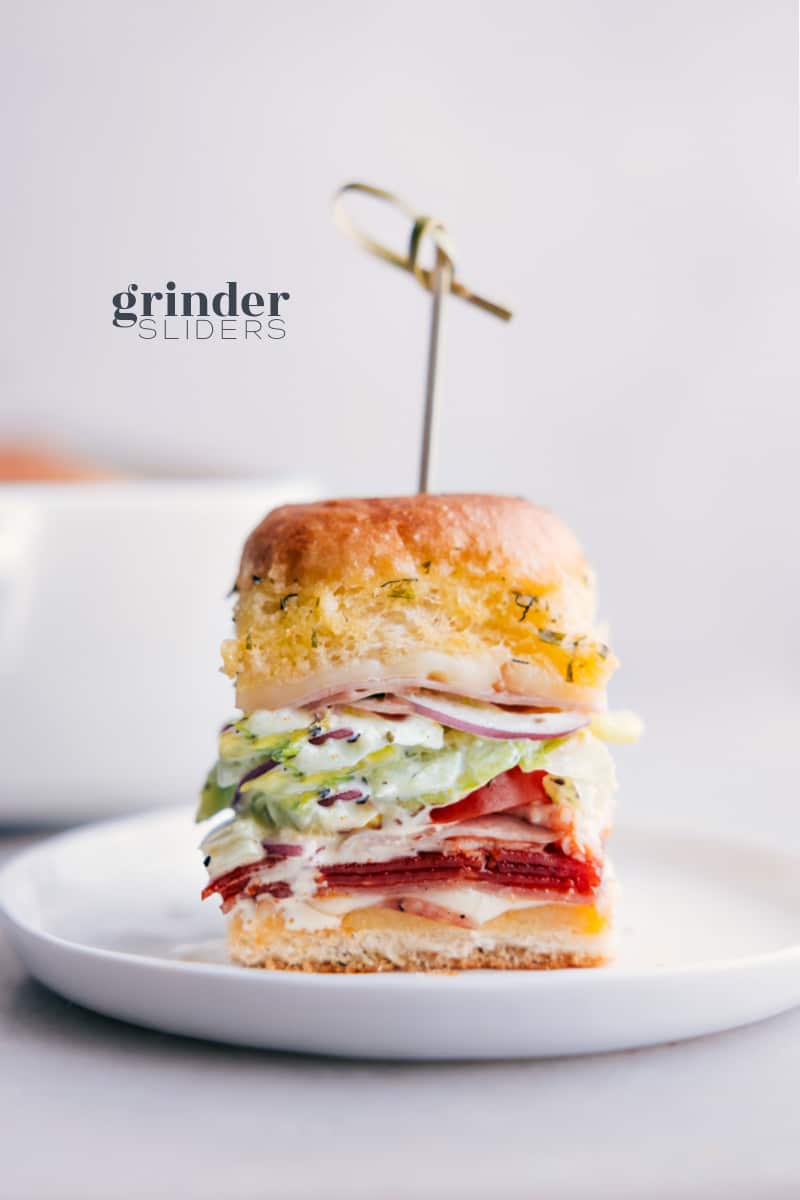 Image of the Grinder Sliders on a plate ready to be enjoyed