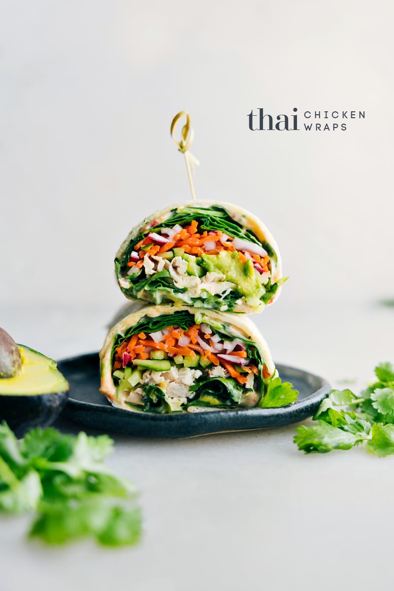 Image of the Thai Chicken Wraps on a plate ready to be enjoyed