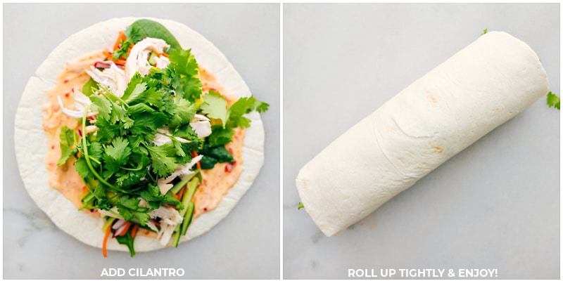 Process shots-- images of the tortilla being wrapped tightly
