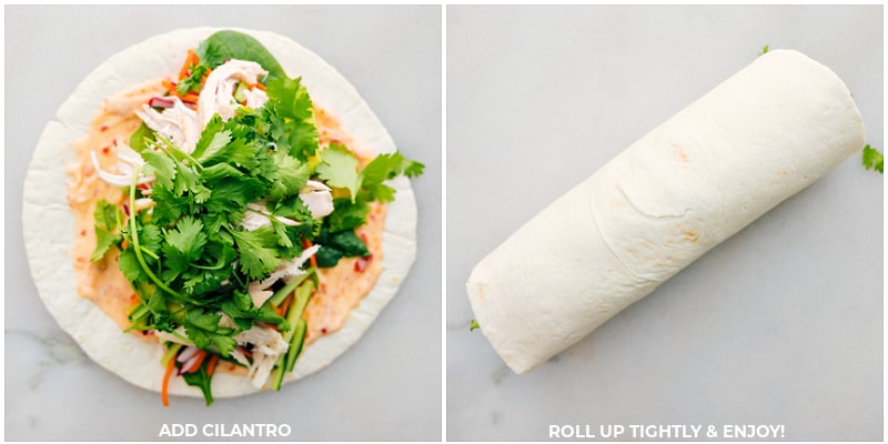 Process shots-- images of the tortilla being wrapped tightly 