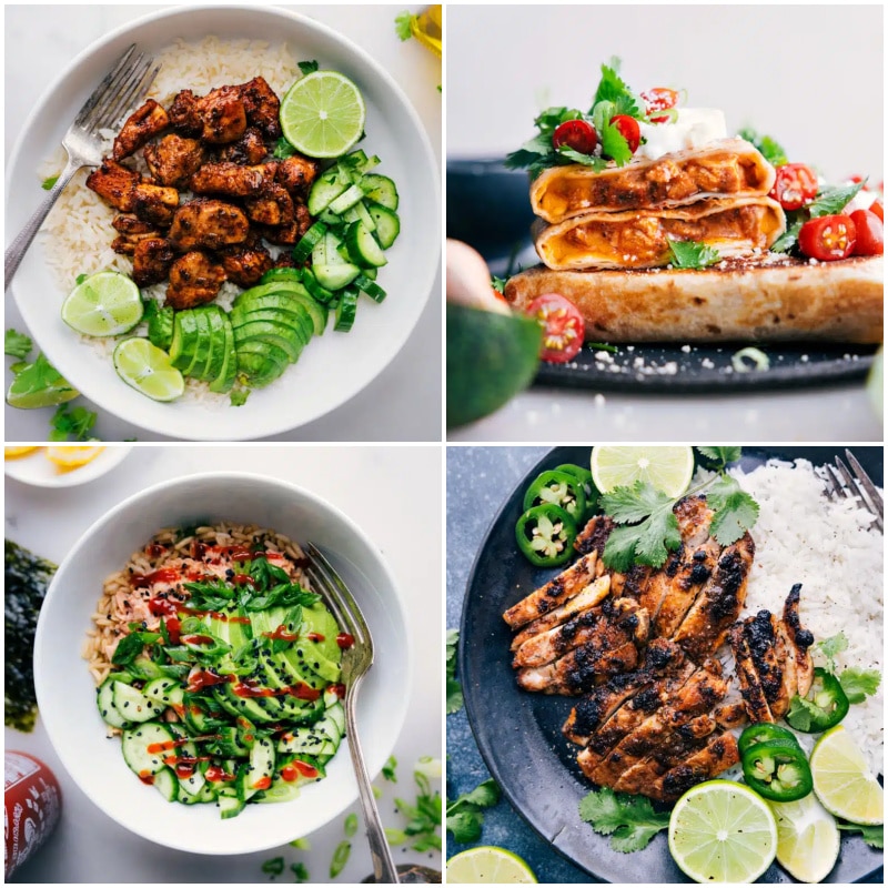 Back To School Lifesavers: Images of the Chipotle Chicken, Bean Burritos, Sushi Bowls, and Jerk Chicken