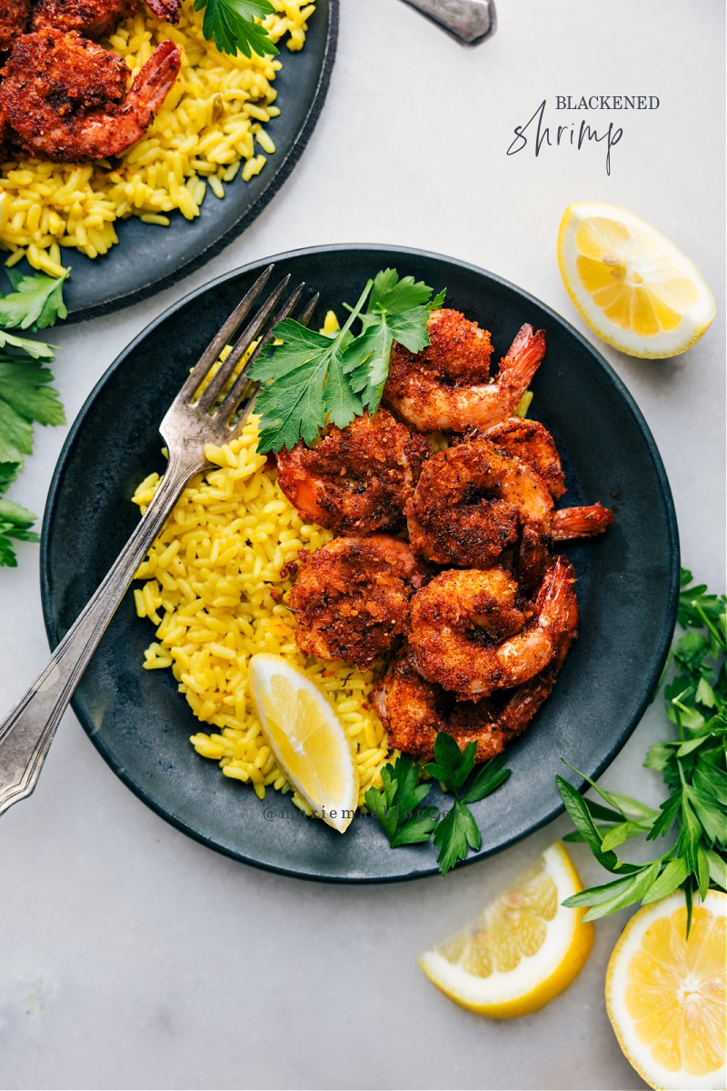 Overhead image of Blackened Shrimp