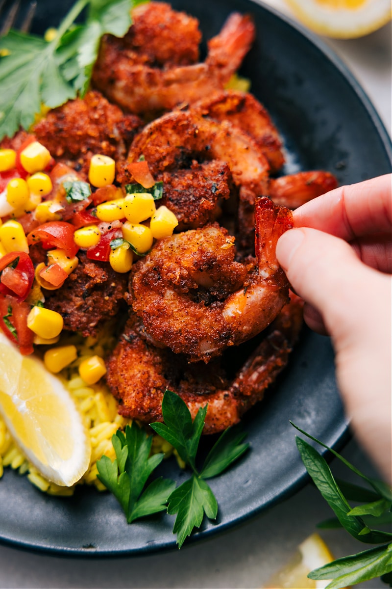 Closeup view of Blackened Shrimp