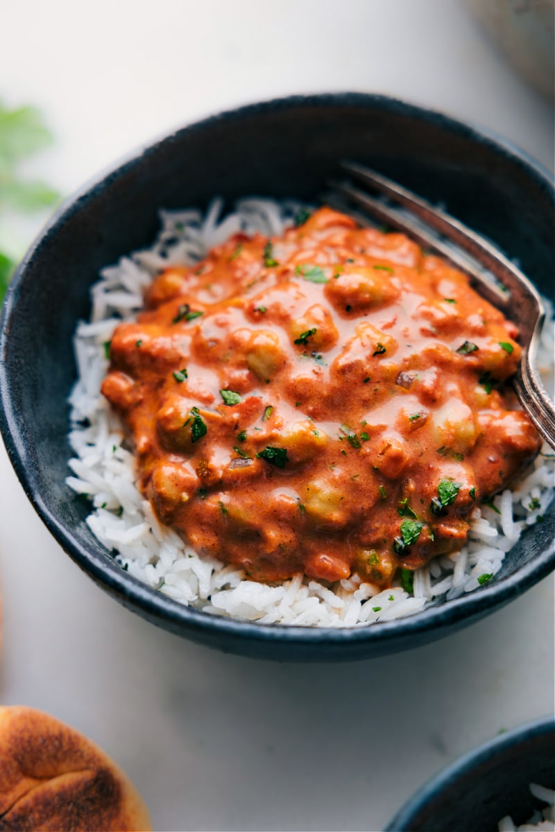 Image of the dish in a bowl over a bed of rice