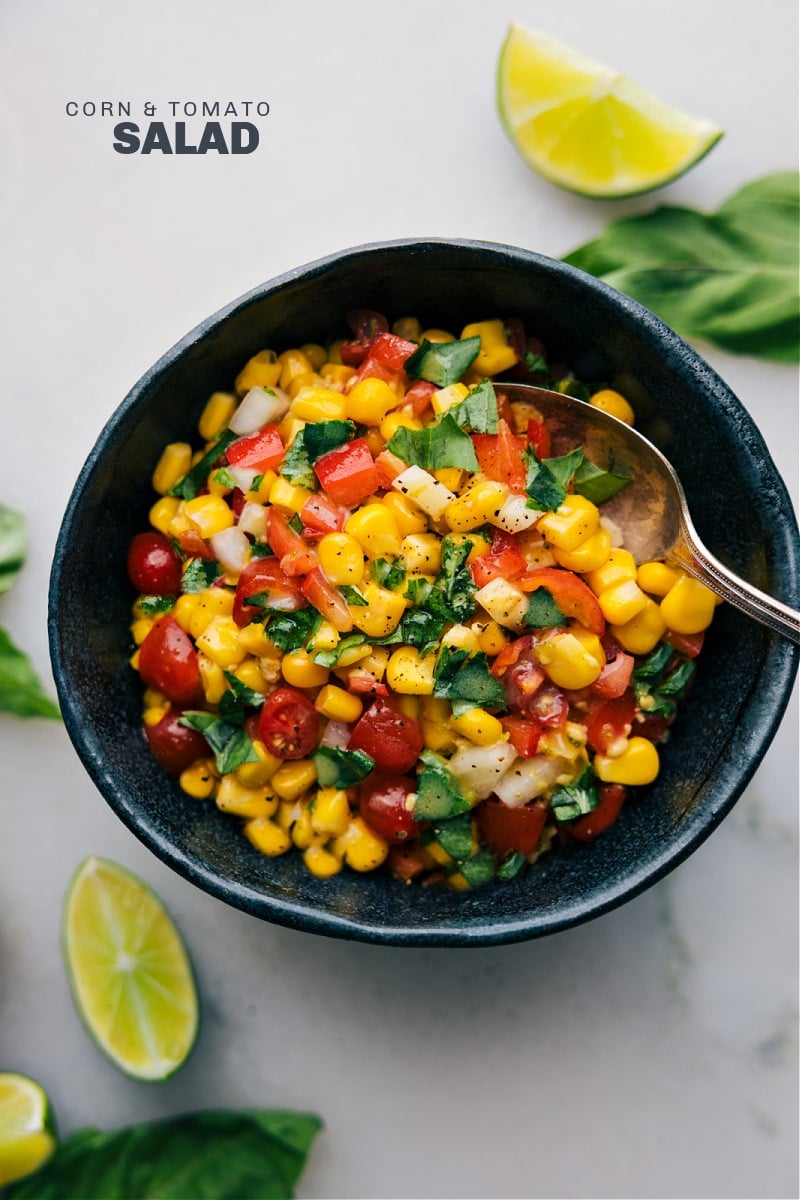 Overhead image of the Corn and Tomato Salad