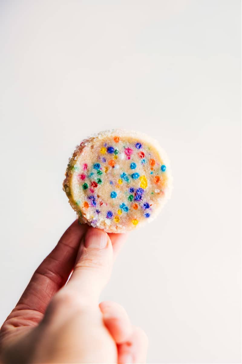 Image of a slice and bake cookie being held up