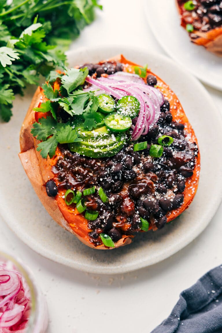 Easy BBQ Chicken Stuffed Sweet Potatoes