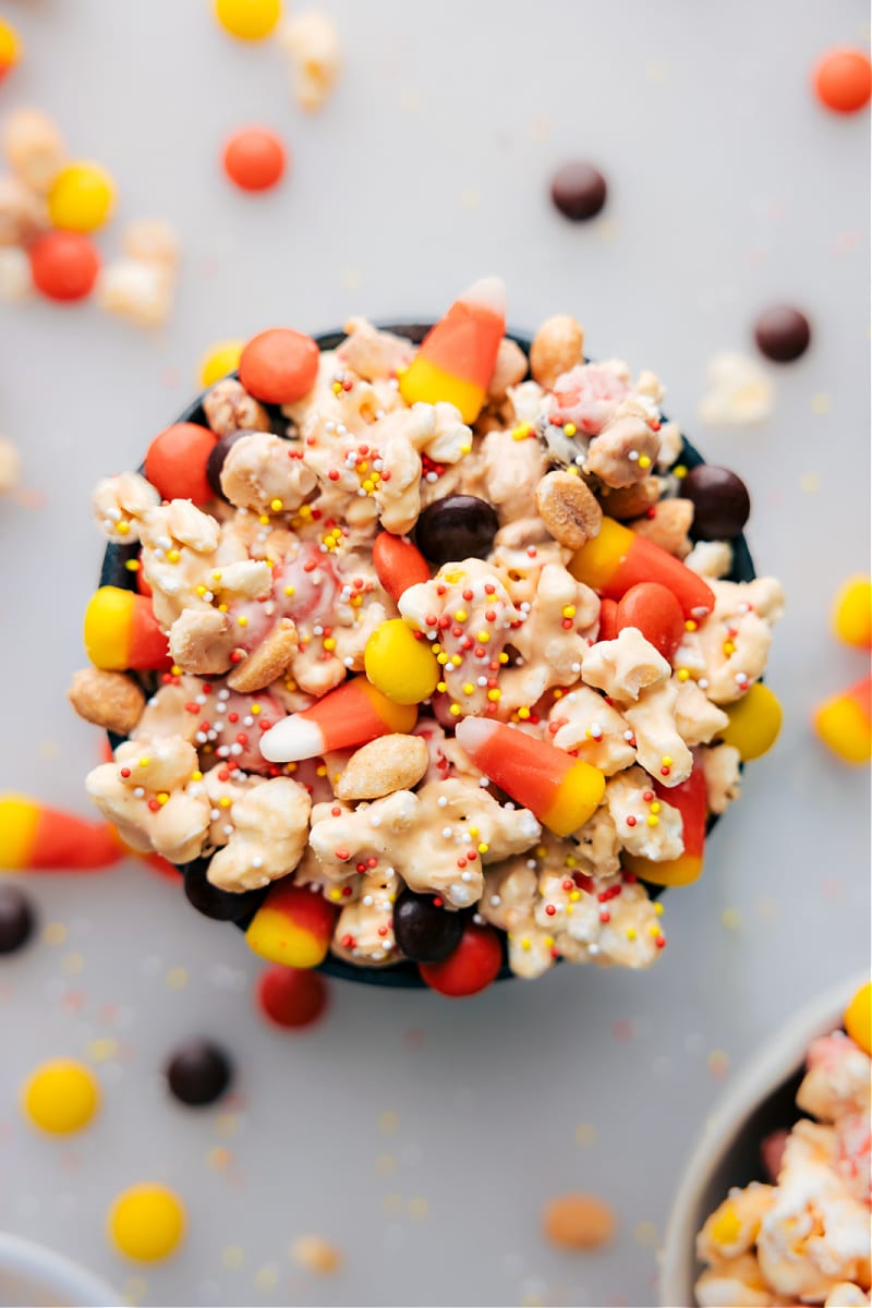 Overhead view of Candy Corn Popcorn