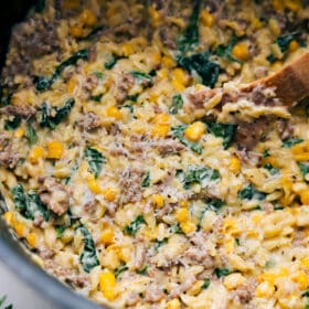 Sausage, Corn, & Spinach Orzo (ONE POT!)
