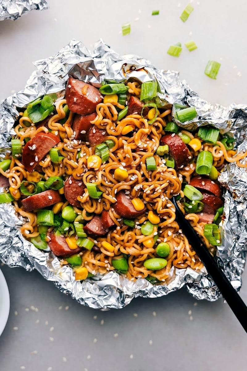 Overhead image of Foil Pack Ramen Noodles