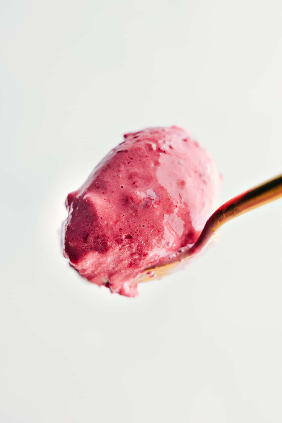 A big spoonful of the frozen yogurt.