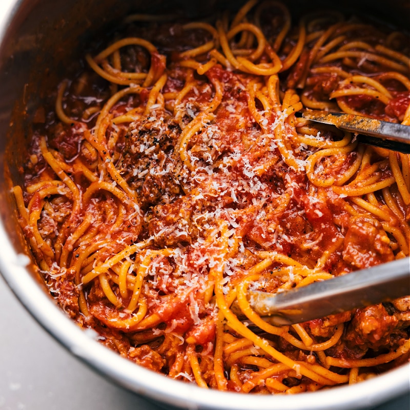 Up-close overhead image of the dish in the pot ready to be enjoyed