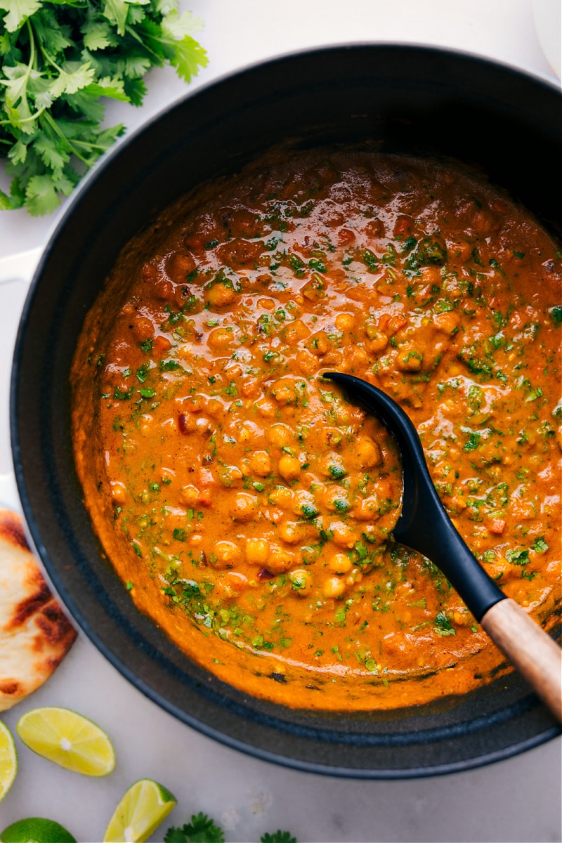 Overhead of a pot full of Pumpkin Curry